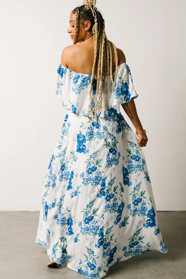 Soi Rosalie Off Shoulder Maxi Dress | Blue Floral Soi Rosalie Off Shoulder Maxi Dress | Blue Floral