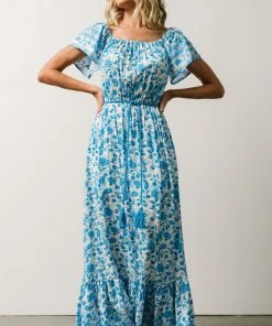 DD Rosemary Tassel Tie Maxi Dress | French Blue Floral Dresses