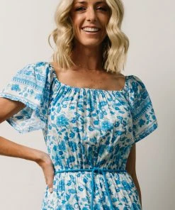 DD Rosemary Tassel Tie Maxi Dress | French Blue Floral Dresses