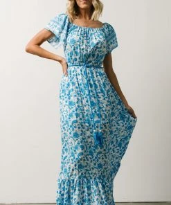 DD Rosemary Tassel Tie Maxi Dress | French Blue Floral Dresses