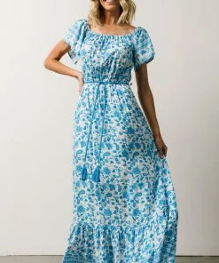 DD Rosemary Tassel Tie Maxi Dress | French Blue Floral Dresses