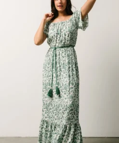 DD Dresses Rosemary Tassel Tie Maxi Dress | Green Floral
