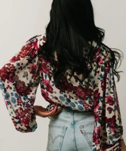 SL Rosie Top | Ivory + Purple Multi Print