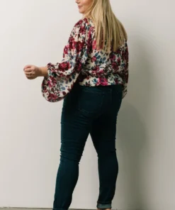 SL Rosie Top | Ivory + Purple Multi Print