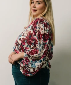 SL Rosie Top | Ivory + Purple Multi Print