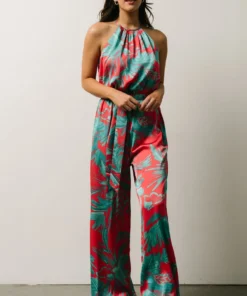 SL Vacation Ruby Jumpsuit | Fuchsia Palm Print