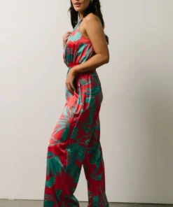 SL Vacation Ruby Jumpsuit | Fuchsia Palm Print