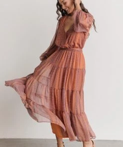 FT Ryker Tiered Midi Dress | Sunset Print Dresses