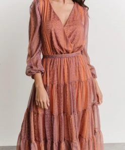FT Ryker Tiered Midi Dress | Sunset Print Dresses
