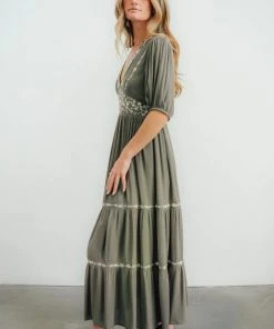 IL Santa Fe Embroidered Dress | Dusty Olive