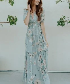BB Custom Santorini Maxi Dress | Blue Floral Dresses