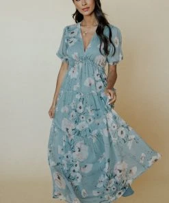 BB Custom Santorini Maxi Dress | Blue Floral Dresses
