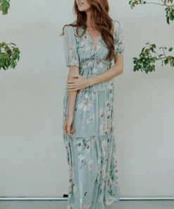 BB Custom Santorini Maxi Dress | Blue Floral Dresses