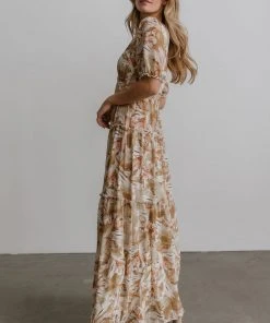 BB Custom Santorini Maxi Dress | Gold + Blush Print Dresses