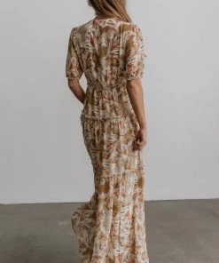 BB Custom Santorini Maxi Dress | Gold + Blush Print Dresses