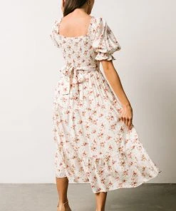 POL Sariah Smocked Midi Dress | Ivory Floral