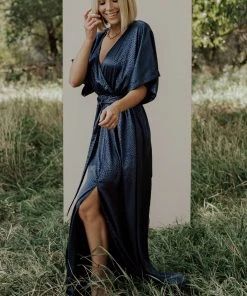 BB Custom Savannah Print Kimono Maxi | Navy Dresses