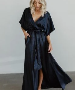 BB Custom Savannah Print Kimono Maxi | Navy Dresses