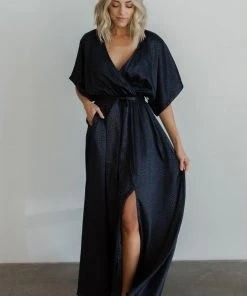 BB Custom Savannah Print Kimono Maxi | Navy Dresses