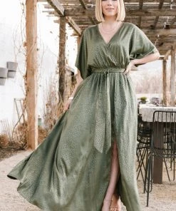 BB Custom Dresses Savannah Print Kimono Maxi | Olive