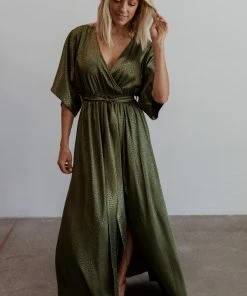 BB Custom Dresses Savannah Print Kimono Maxi | Olive