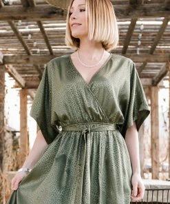 BB Custom Dresses Savannah Print Kimono Maxi | Olive