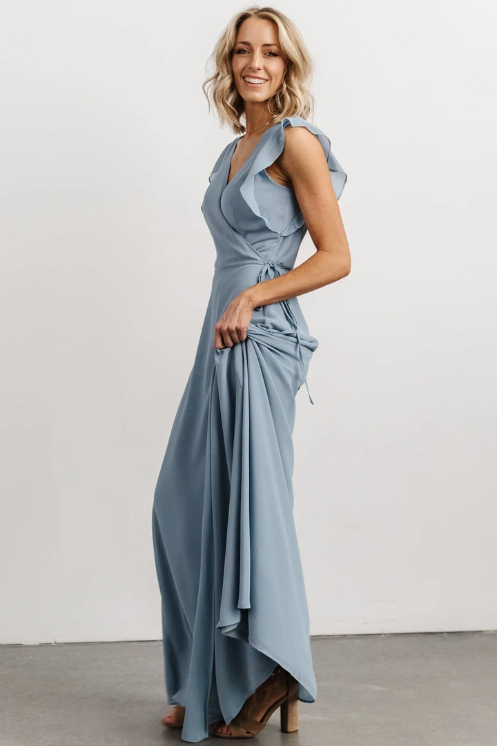 Soi Dresses Saya Wrap Maxi Dress | Dusty Blue 3 Soi Dresses Saya Wrap Maxi Dress | Dusty Blue