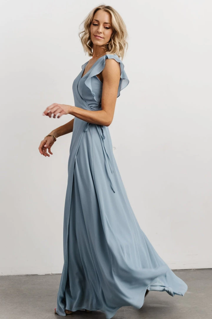 Soi Dresses Saya Wrap Maxi Dress | Dusty Blue 2 Soi Dresses Saya Wrap Maxi Dress | Dusty Blue