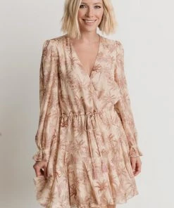 AK Dresses Saylor Ruffle Mini Dress | Beige Print 12 AK Dresses Saylor Ruffle Mini Dress | Beige Print