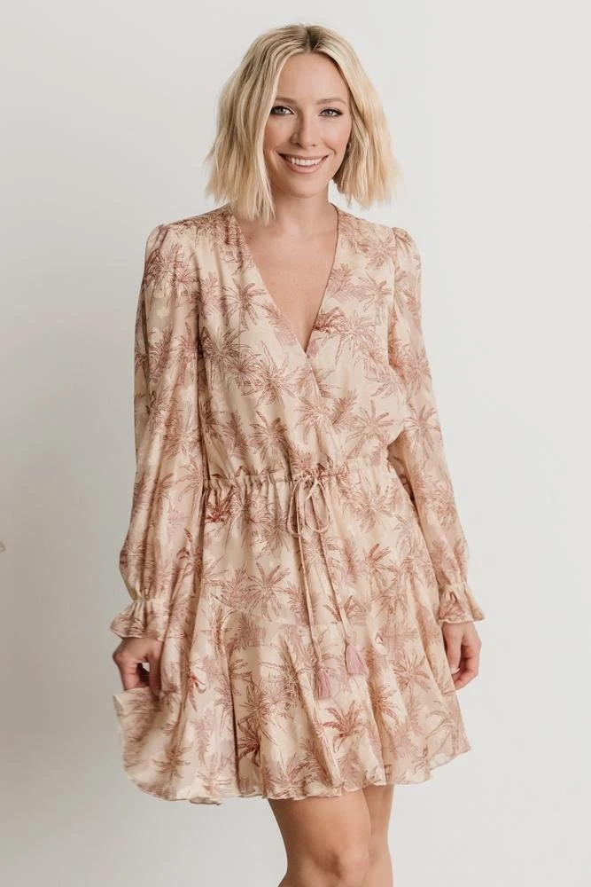 AK Dresses Saylor Ruffle Mini Dress | Beige Print 5 AK Dresses Saylor Ruffle Mini Dress | Beige Print