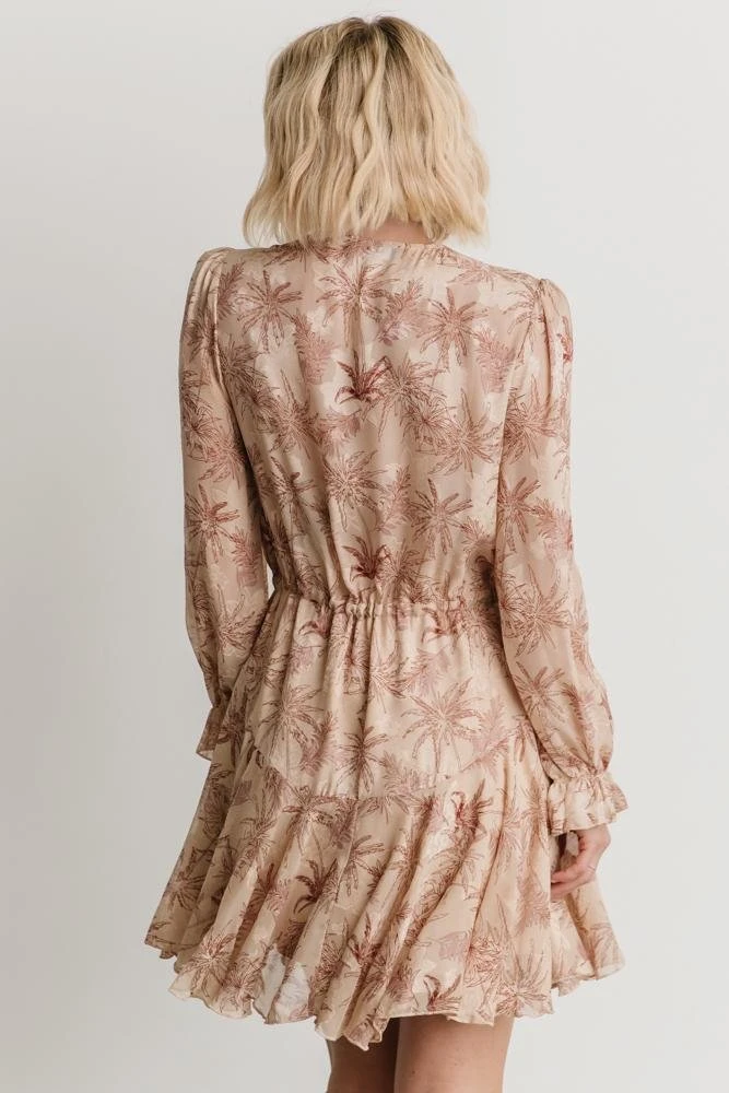 AK Dresses Saylor Ruffle Mini Dress | Beige Print 6 AK Dresses Saylor Ruffle Mini Dress | Beige Print