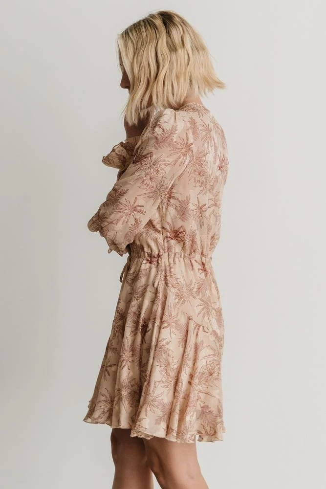 AK Dresses Saylor Ruffle Mini Dress | Beige Print 8 AK Dresses Saylor Ruffle Mini Dress | Beige Print