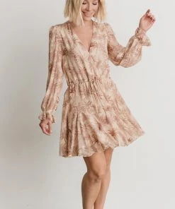 AK Dresses Saylor Ruffle Mini Dress | Beige Print 11 AK Dresses Saylor Ruffle Mini Dress | Beige Print