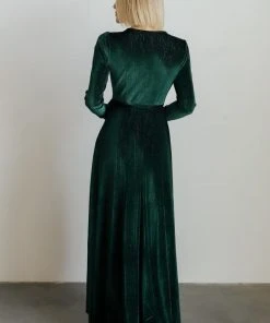 BB Custom Serena Shimmer Velvet Wrap Dress | Forest Dresses