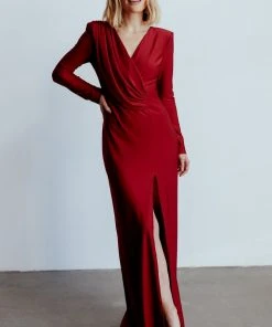 RR Dresses Seville Long Sleeve Gown | Burgundy