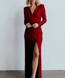 RR Dresses Seville Long Sleeve Gown | Burgundy