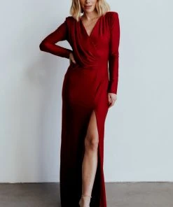 RR Dresses Seville Long Sleeve Gown | Burgundy