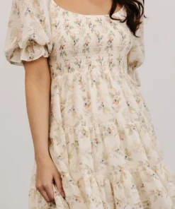 FT Shauna Smocked Short Dress | Ivory Floral
