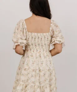 FT Shauna Smocked Short Dress | Ivory Floral