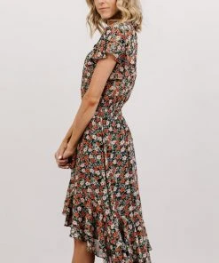 KA Shelby High-Low Dress | Black Multi Floral