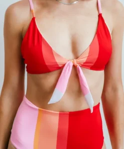 BJB Sherbet Striped Front Tie Bikini Top Swim