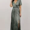 RR Shiloh Satin Maxi Dress | Eucalyptus Dresses