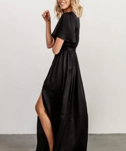 BB Custom Sicily Satin Maxi Dress | Black Maxi Dresses