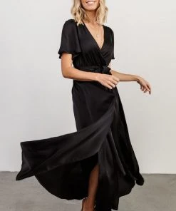 BB Custom Sicily Satin Maxi Dress | Black Maxi Dresses