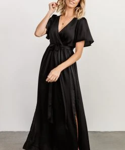 BB Custom Sicily Satin Maxi Dress | Black Maxi Dresses