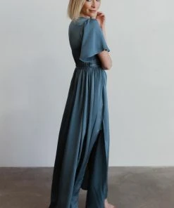 BB Custom Sicily Satin Maxi Dress | Blue
