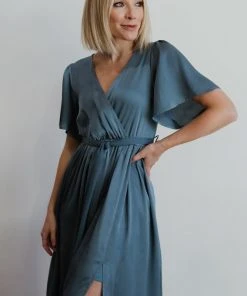 BB Custom Sicily Satin Maxi Dress | Blue