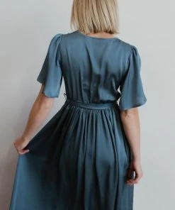 BB Custom Sicily Satin Maxi Dress | Blue