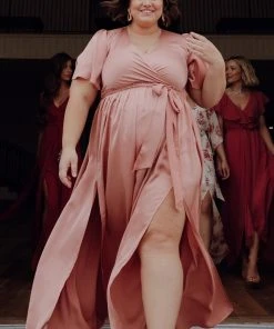 BB Custom Dresses Sicily Satin Maxi Dress | Blush