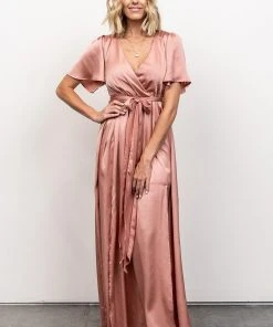 BB Custom Dresses Sicily Satin Maxi Dress | Blush